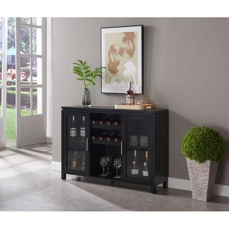 Black buffet table with wine rack discount